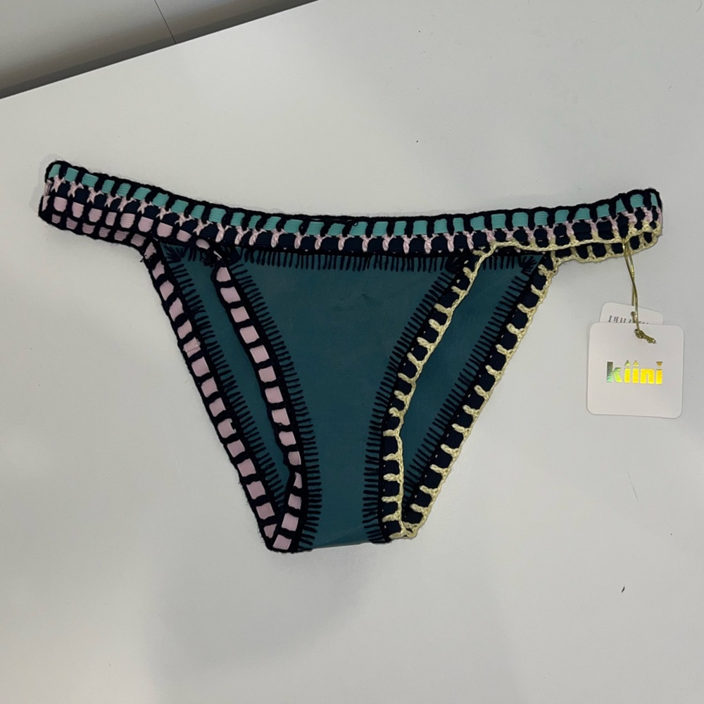 Teal and Pink Crochet Bikini Bottom